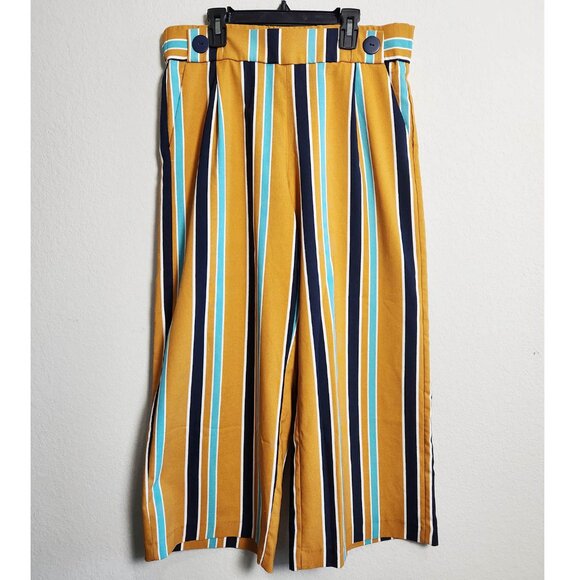 ZARA striped wide-leg culottes with button details - Picture 1 of 8